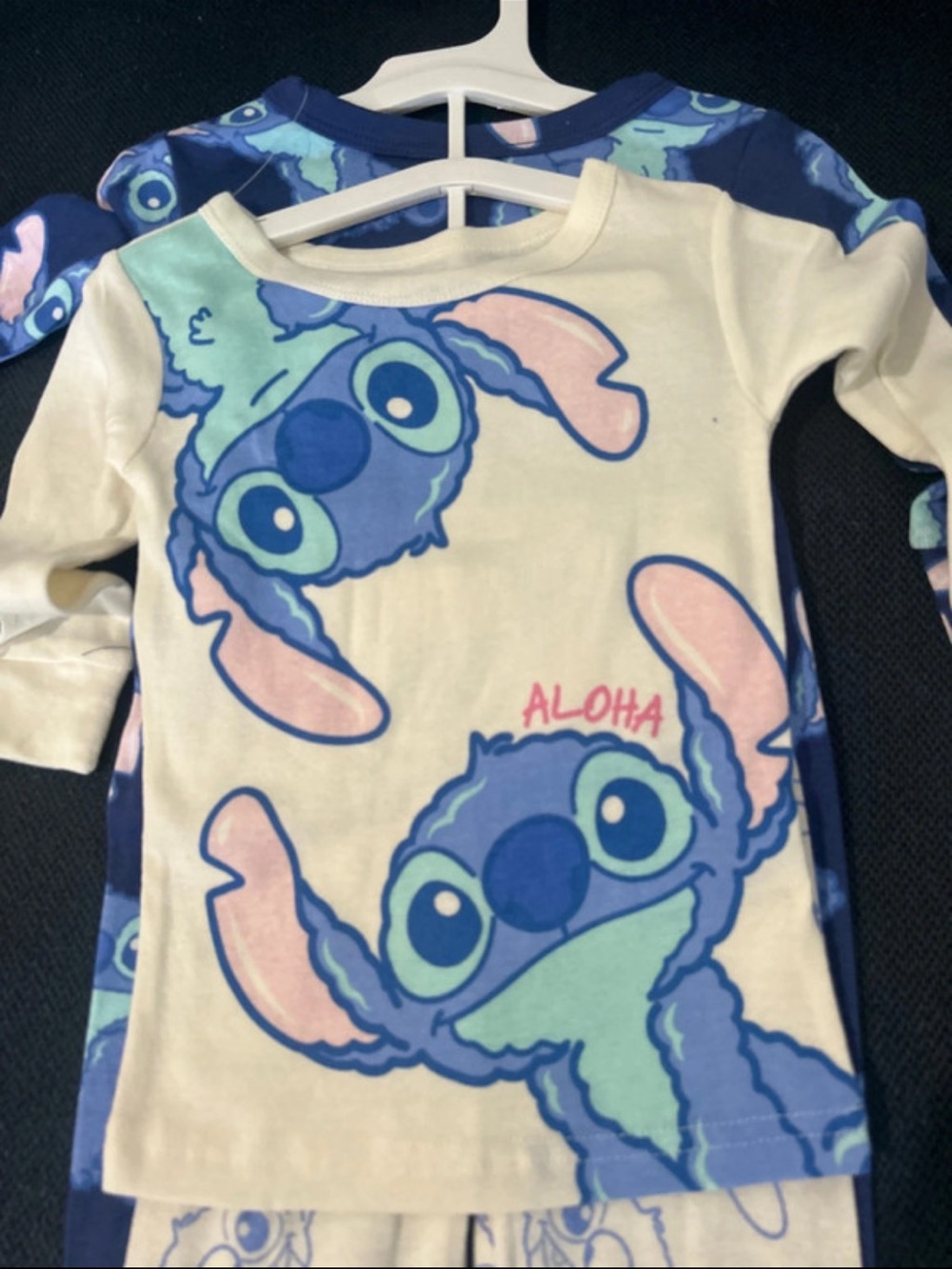 NWT Kids Stitch 'Aloha' Blue Cream Pajama Set - Picture 2 of 8